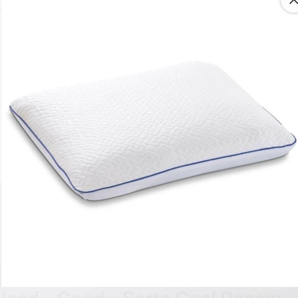 NEW Serta Cool Renew Memory Foam Pillow White Pillow with Blue Trim